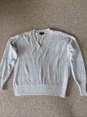 Amici White V-Neck Open Knit Women’s Sweater